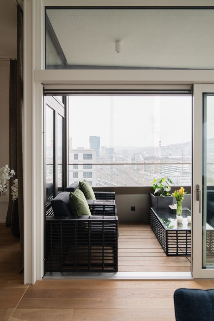 Stylish lounge area in high-end rehabilitation facility