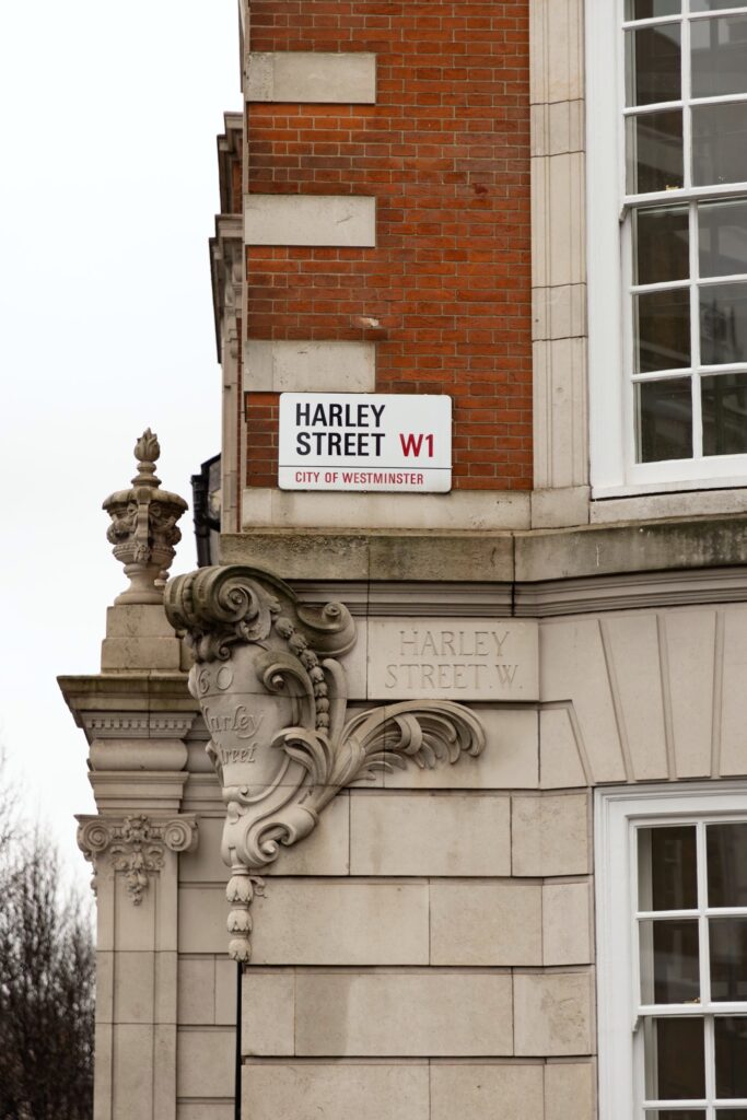 Harley Street sign on a London building