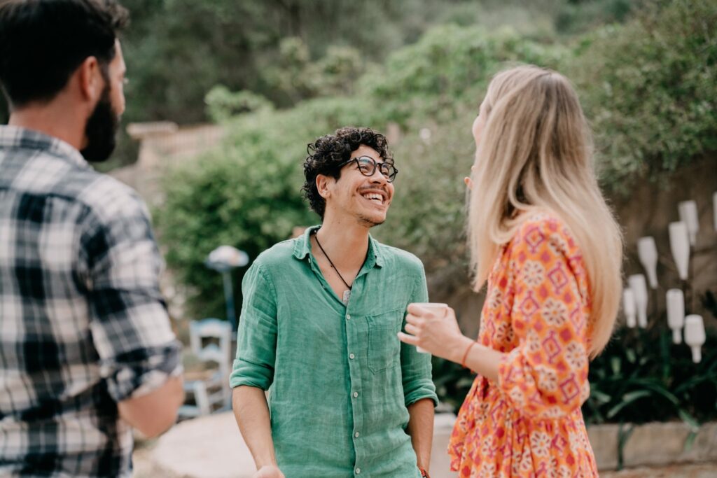 A relaxed conversation at a THE BALANCE team gathering