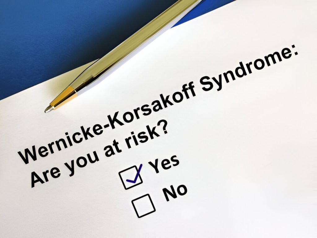 Wernicke-Korsakoff syndrome risk checklist with Yes box checked